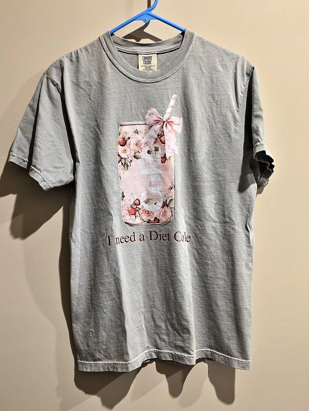 Comfort Colors M Graphic Short Sleeve Tee Medium Simply Southern Diet Coke Grey